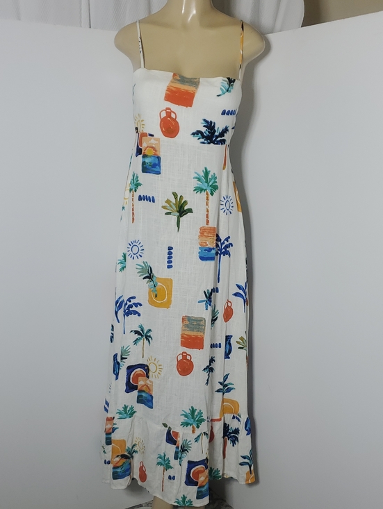 Label Of Love Dresses & Skirts - Label Of Love Tropical Print White Maxi Sundress with Spaghetti Straps Size M